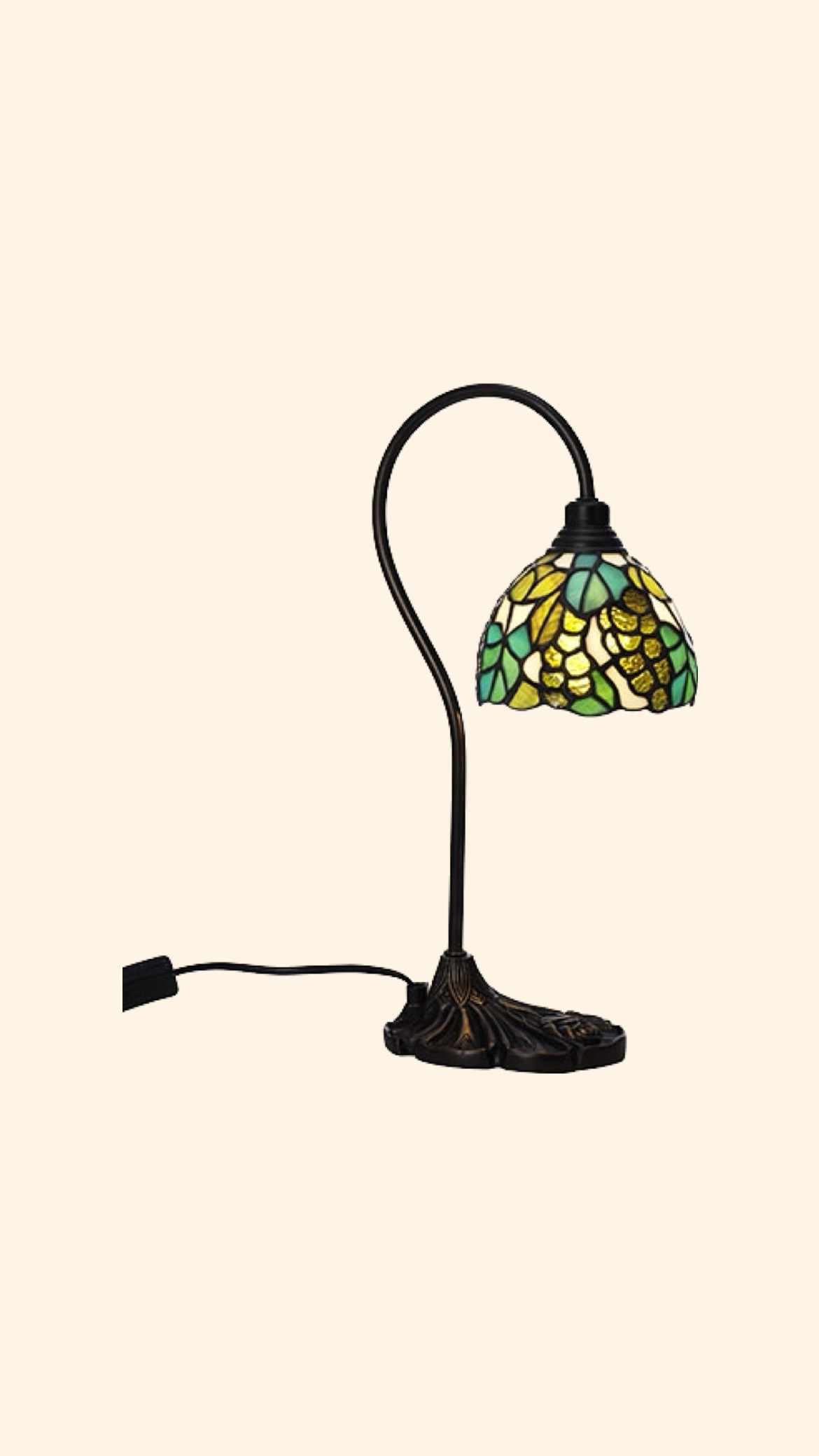 Tiffany Bordslampa Druvor med böjd arm 13 cm