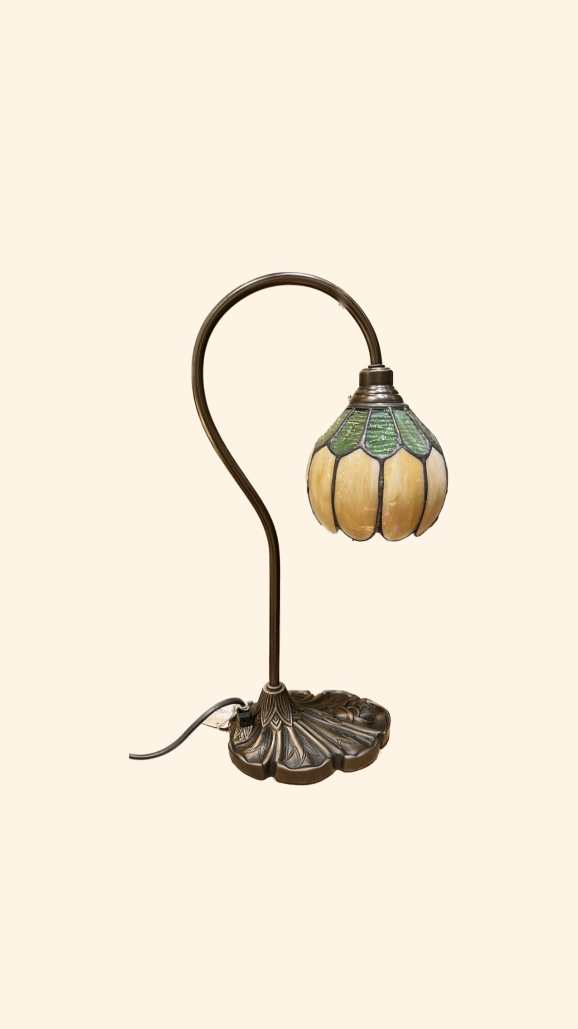 Tiffany Bordslampa Gulsippa med böjd arm 13 cm