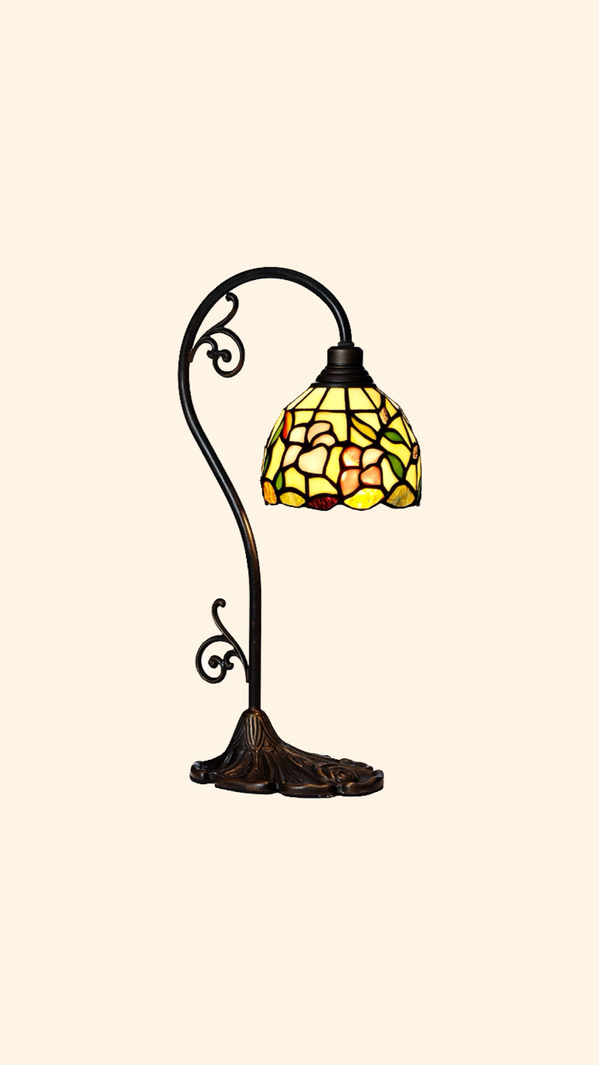 Tiffany Bordslampa Hibiskus med böjd arm 13 cm