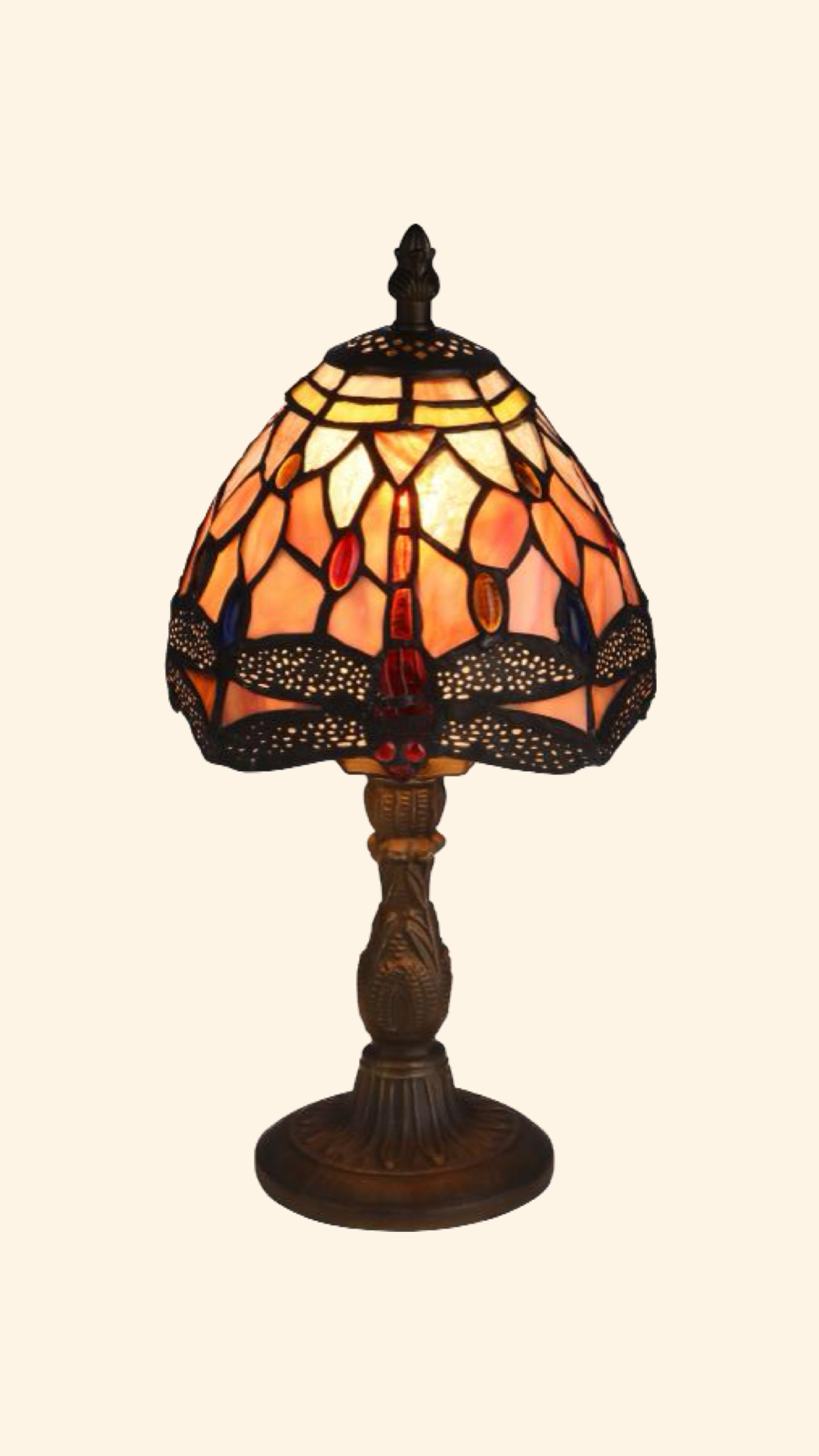 Tiffany Bordslampa Trollslända Ädelsten 16cm