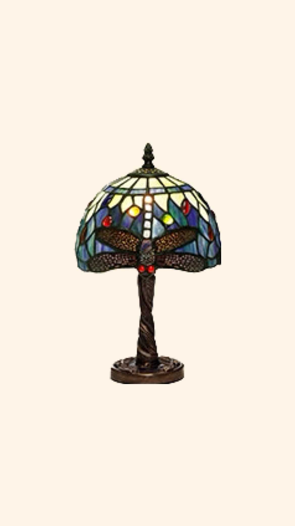 Tiffany Bordslampa Trollslända  Safirblå 20cm