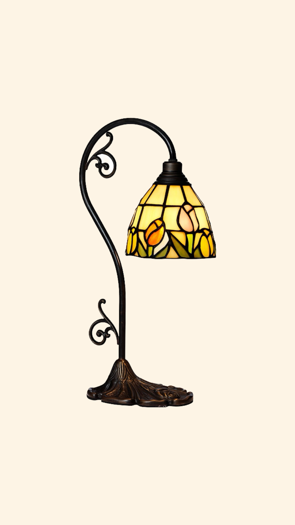 Tiffany Bordslampa Tulpania med böjd arm 13 cm