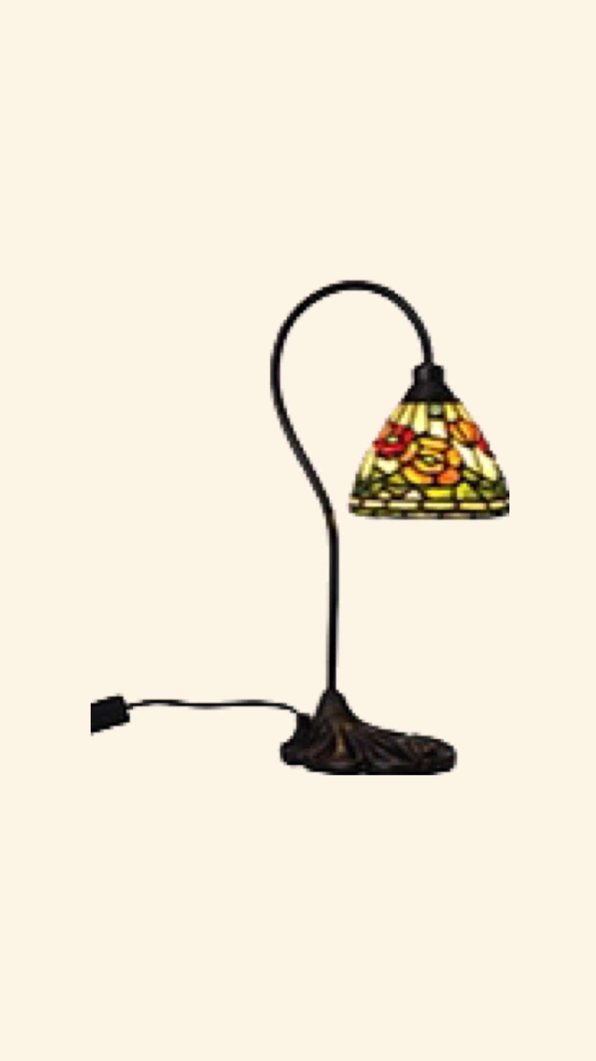Tiffany Bordslampa Vallmo med böjd arm 13 cm
